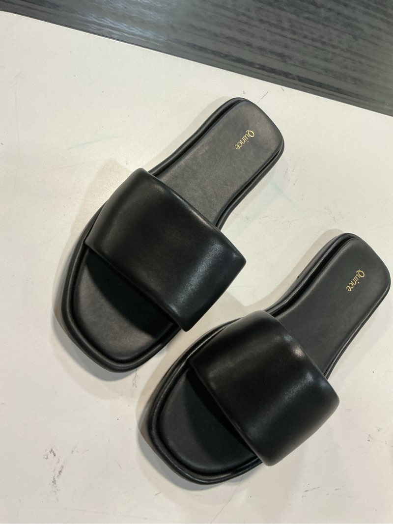 Condition photo showing Good Condition for italian leather slide sandal size 8 black