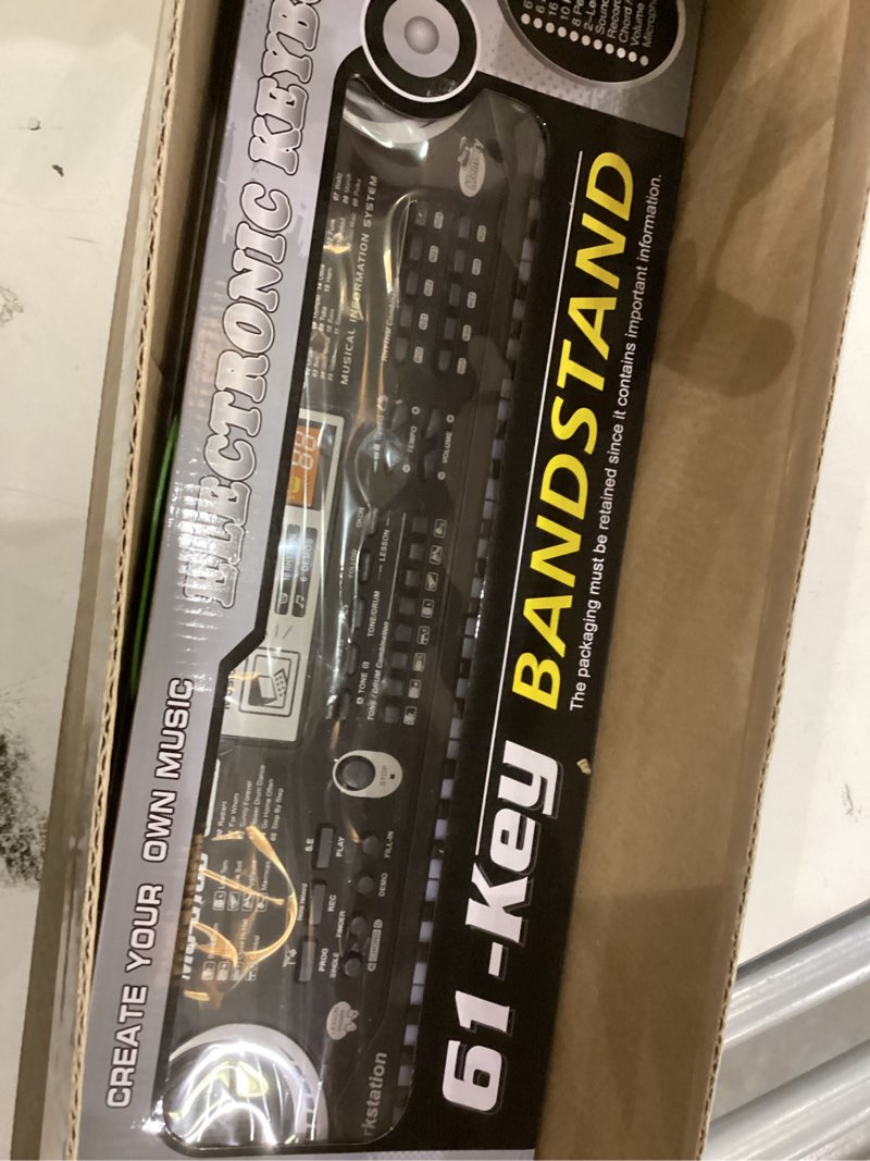 Condition photo showing New/Like New for 61 Key Piano Keyboard for Kids, Electronic Music Toy for Beginners, 16 Tones, 10 Rhythms, 6 Demos, Built-in Recording, Perfect Christmas or Birthday Gift for Ages 3+ Black and White