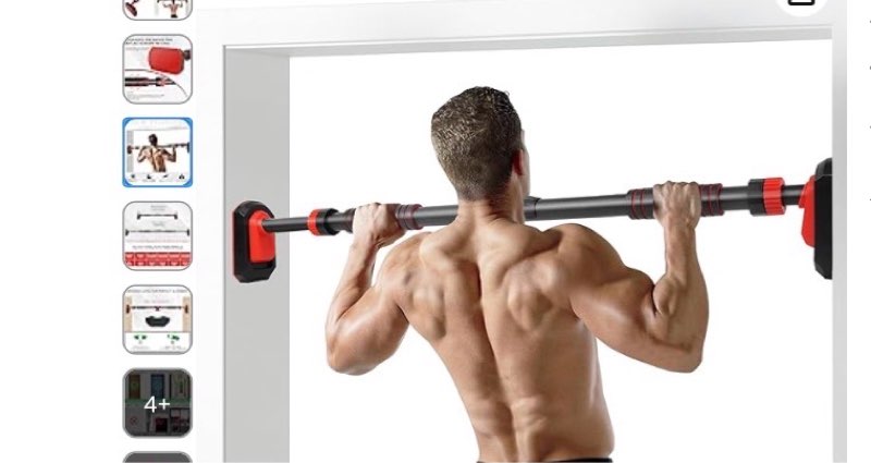 TOPOKO Pull Up Bar for Doorway, Strength Training Chin Up Bar without Screws – Adjustable Width with