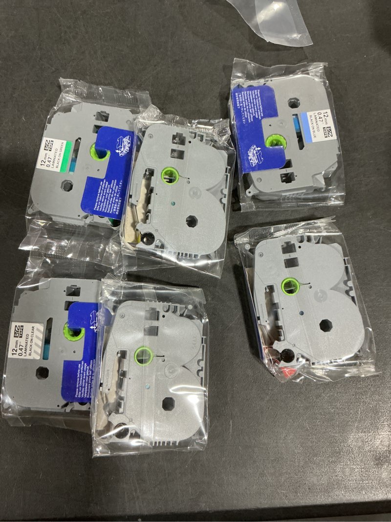 Condition photo showing New/Like New for 6 Pack Replacement for Brother P Touch Label Maker Tape TZe Tz Tape 12mm 0.47 Laminated White/Clear/Red/Yellow/Blue/Green Compatible with Brother P-Touch Label Maker PT-D210 PT-H110 PT-D220 Clear/White/Red/Blue/Yellow/Green 12mm