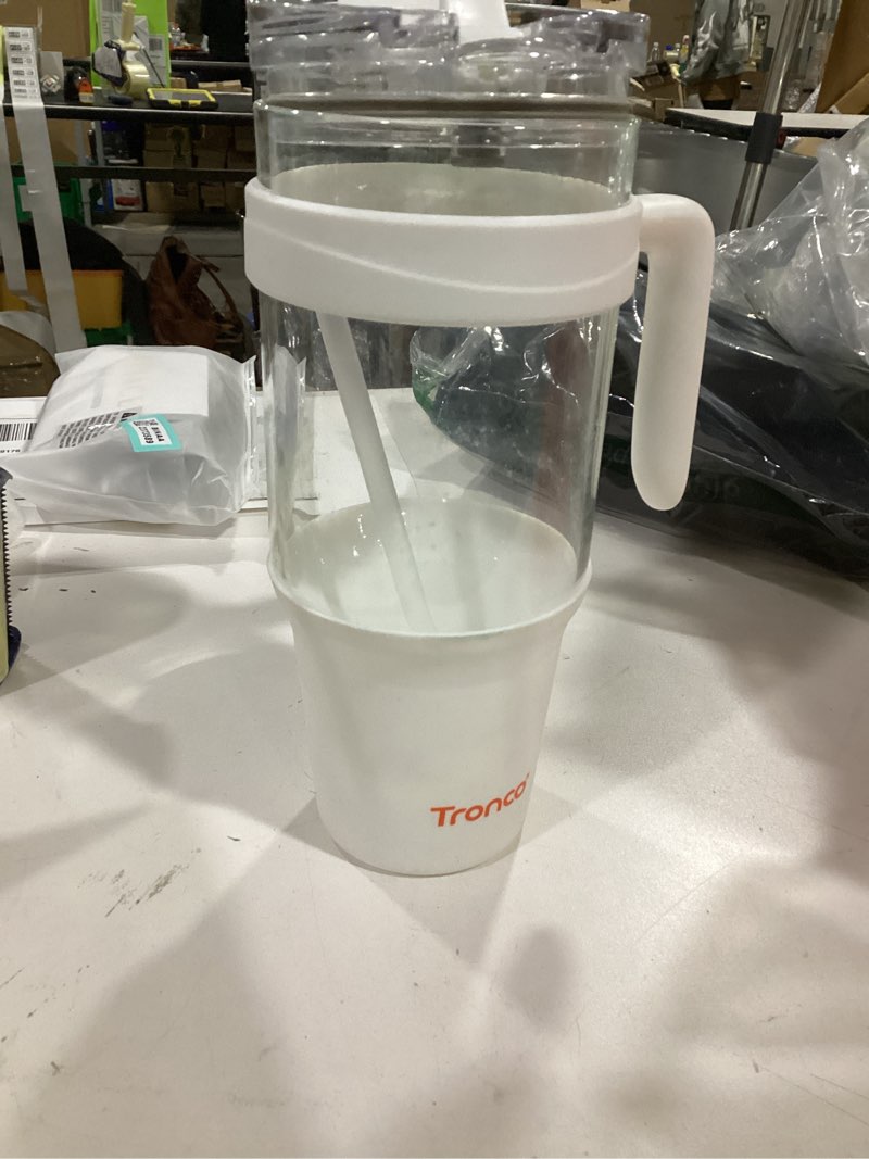 Condition photo showing Good Condition for Tronco 40 oz Glass Tumbler with Straw and Lid, Leak-proof Flip Straw, Reusable Iced Coffee Cup with 