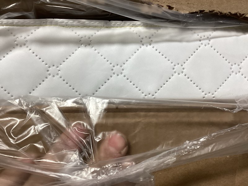 Condition photo showing As Is for Dream On Me Holly 3” Mini/Portable Crib Mattress, Greenguard Gold & JPMA Certified, Fits Portable & Mini Cribs, Lightweight Fiber Core, Waterproof Vinyl Cover (38"x24"x3")