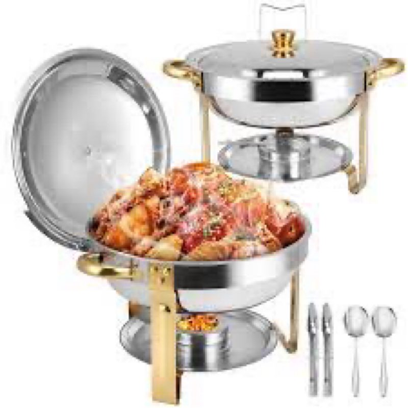 VEVOR Chafing Dish Buffet Set, 5 Qt 4 Pack, Stainless Steel Chafer with 4