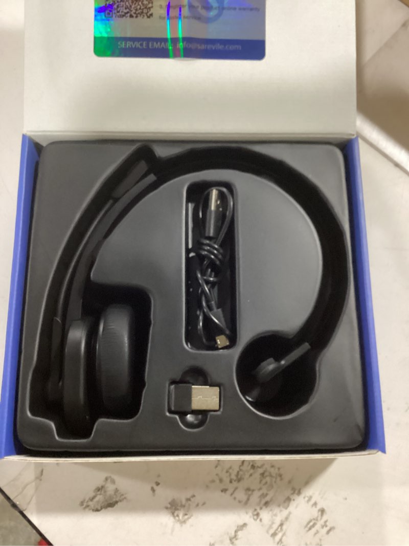 Condition photo showing Good Condition for bluetooth headset with usb dongle for computer, single-ear wireless headset with noise cancelling microphone for office & truckers, bluetooth v5.2 with mute button for work black