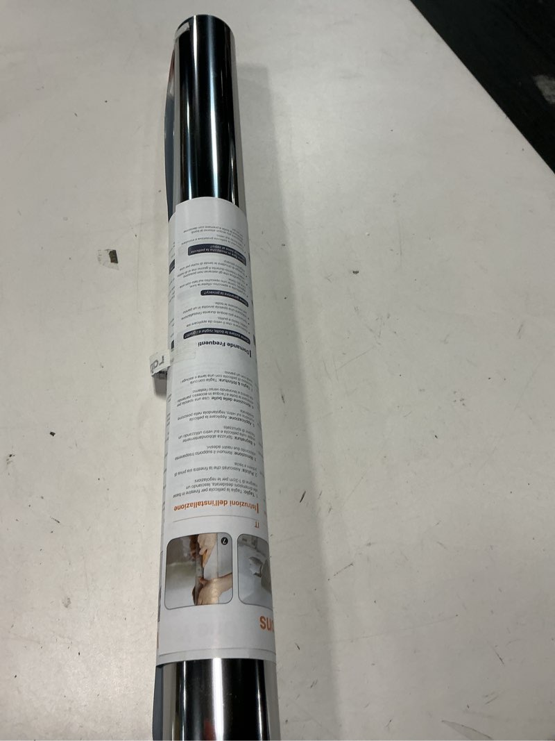 Condition photo showing As Is for rabbitgoo Window Tint for Home One Way Privacy Window Film See Out Not in Heat UV Blocking Reflective Removable Static Cling Mirror Decorative House Glass Covering, Silver, 23.6 Inch X 6.5 Feet 23.6" x 78.7" Silver