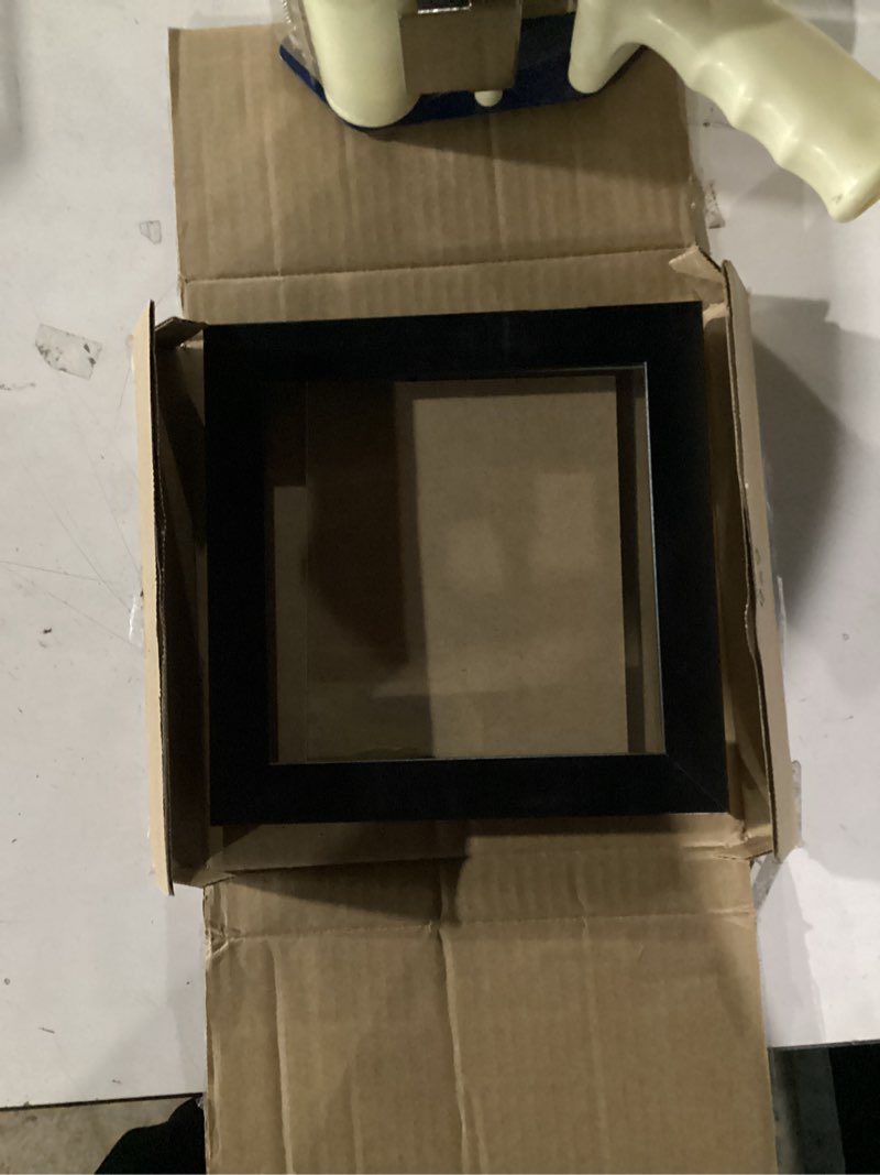 Condition photo showing As Is for americanflat 6x6 picture frame with shatter-resistant glass - signature collection - gallery style frames made of engineered wood - square frame for tabletop and wall display - black 6x6 black