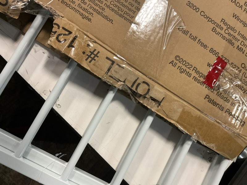 Condition photo showing As Is for Regalo 2-in-1 Extra Wide Stairway and Hallway Walk ThroughBaby Safety Gate, Hardware Mounting, White 24"x40.5"x28.5"(Pack of 1) White 24-40.5"W x 28.75"H