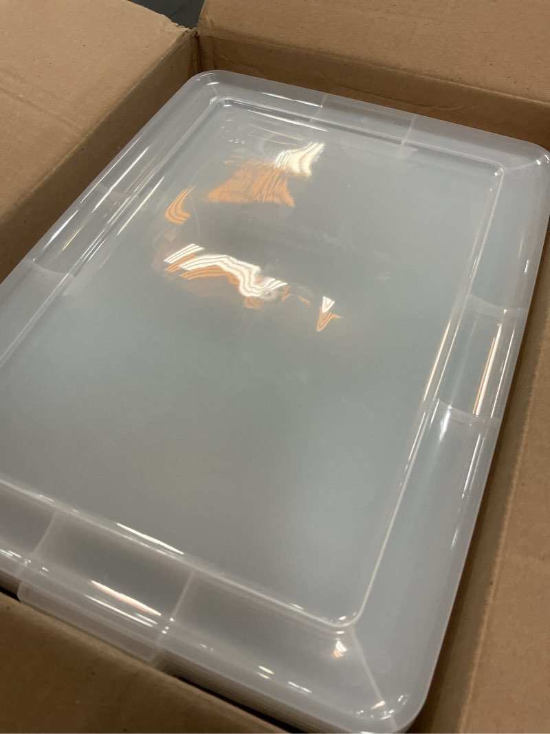 Condition photo showing Good Condition for iris usa 4-pack 17 qt storage bins with lids, clear, stackable | ideal for shoes, crafts, office supplies and pantry items, nestable design, transparent design makes contents easy to find 17 qt 4 pack