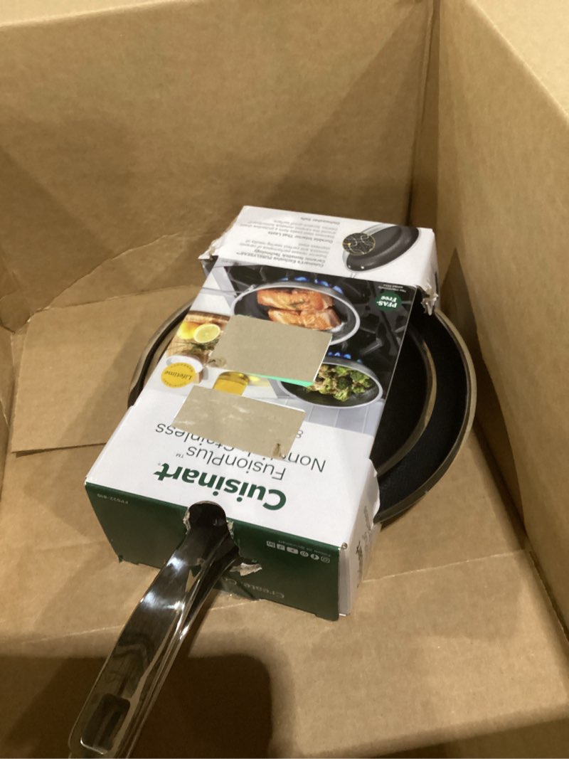 Condition photo showing Good Condition for cuisinart fusionplus hybrid nonstick stainless steel cookware set, 2-piece skillet cooking set with pfas-free purelysear ceramic non stick technology, scratch proof, cool grip handles, dishwasher safe 8 and 10-inch skillet set