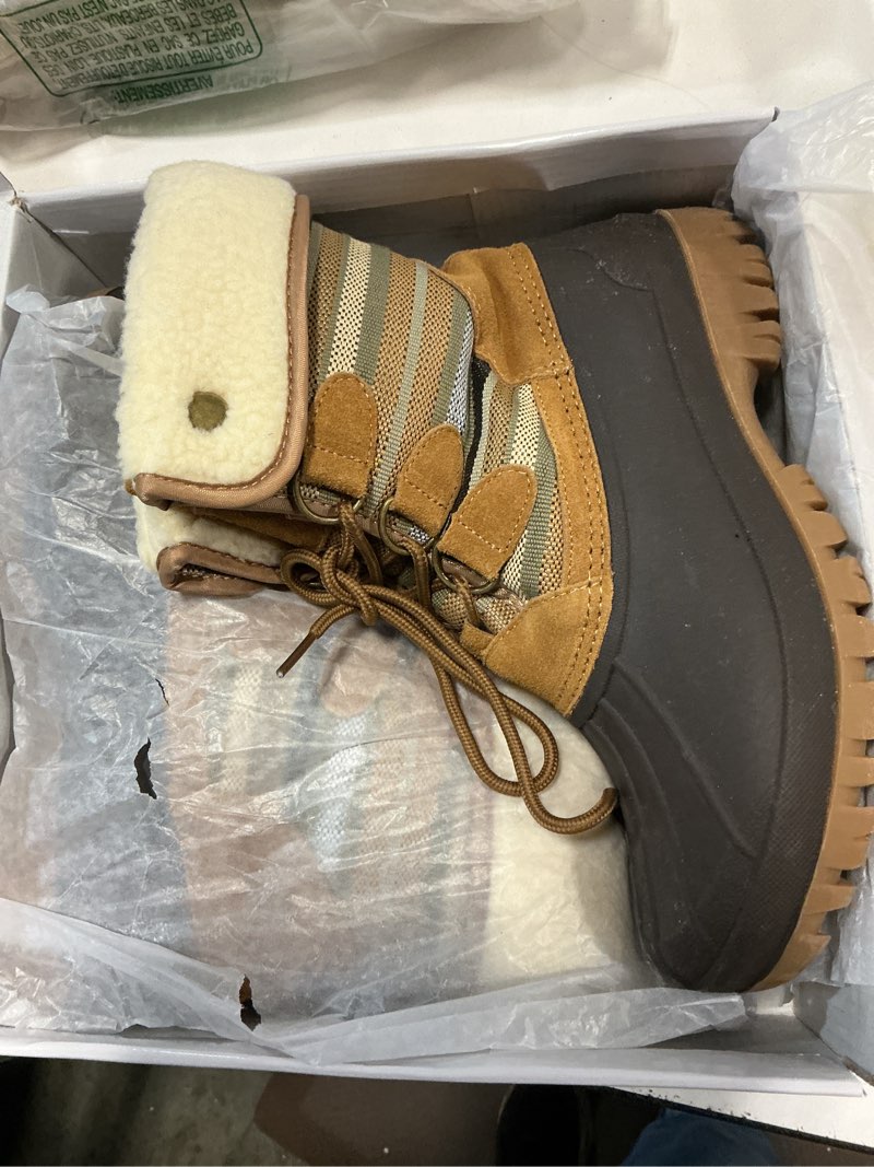 Condition photo showing Good Condition for STQ Womens Winter Duck Boots Fashion Side Zipper Snow Boots Waterproof Ankle Booties Navy Plaid, 9 US