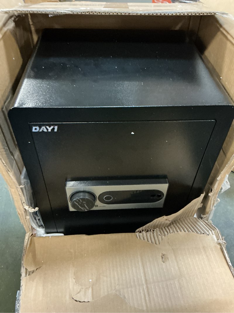 Condition photo showing As Is for DAYI Biometric Fingerprint Safe Box, 3.0 Cubic Feet Home Safes with Fireproof Bag, Digital Touchpad Security Safe for Money Cash Documents, Dual Alarm System - DF-60 Pro