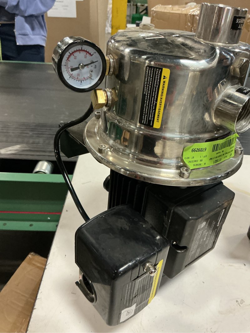 Condition photo showing As Is for vevor 3/4hp sus304 stainless steel shallow well jet pump, 115 volt, 18.5 gpm 131 ft maximum head irrigation water pump, for agricultural garden irrigation system high-rise water supply shower booster