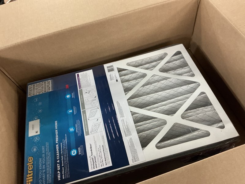Condition photo showing New/Like New for filtrete 16x25x5 ac furnace air filter, mpr 1550, merv 12, fits honeywell & trion airbear, certified asthma & allergy friendly, electrostatic air filter, 1-pack (actual size 15.75 x 24.13 x 4.88) 4.9" x 24.1" x 15.6"