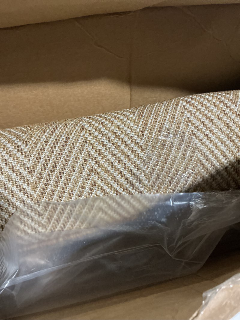 Condition photo showing Good Condition for DEXI Hallway Runner Rug, 3.3x8 Boho Braided Kitchen Rug, Woven Farmhouse Thin Floor Carpet, Low Pile Indoor Entryway Dirt Trapping Runners for Hallway Entryway Kitchen Laundry, Brown 3'3" x 8' (Rectangular) Brown