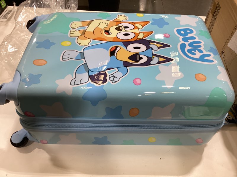 Condition photo showing Good Condition for fast forward bluey 20" hardshell luggage - cute & durable hard-side suitcase for travel with spinner wheels 20"x12"x8" 20" hard luggage bluey 20"