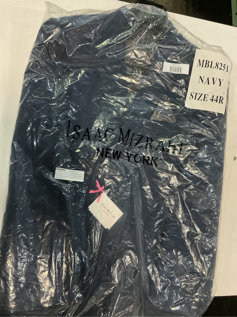 Condition photo showing New/Like New for Isaac Mizrahi Men's Linen Blend Chambray Sport Jacket, Navy