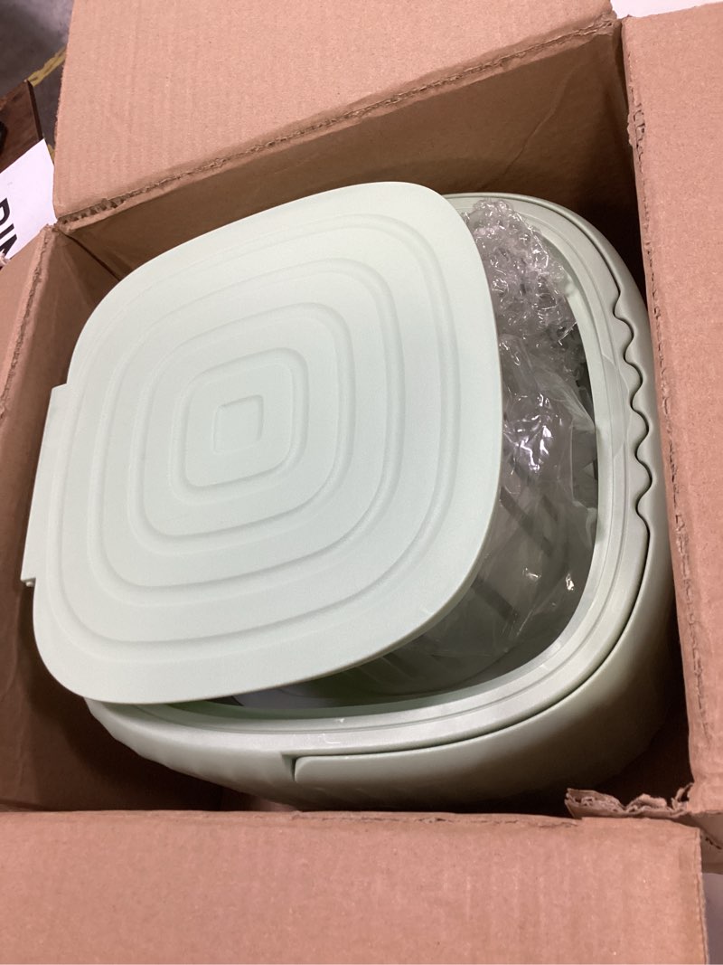 Condition photo showing As Is for Mini Portable Washing Machine, 9L, 3 Modes, Blue Light Disinfection, Ideal for Underwear, Socks, Baby Clothes. Foldable for Space-Saving, Perfect for Apartments, Hotels, Camping & Travel (Green)