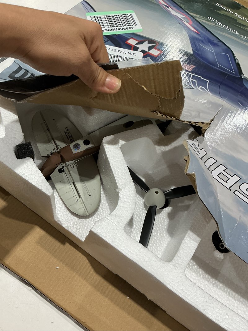 Condition photo showing Good Condition for volantexrc brushless rc plane, 4 channel remote control airplane fighter spitfire rtf with aileron, gyro, aerobatics & 3 modes easy to fly, hobby radio controlled aircraft for beginners spitfire brushless