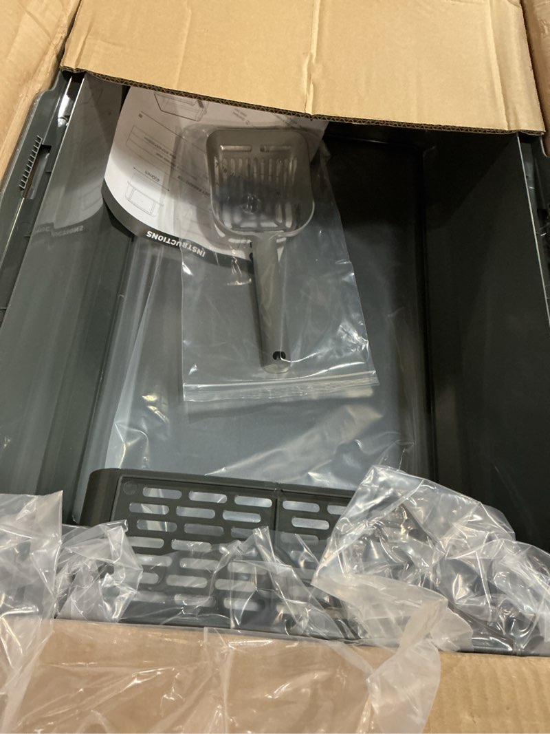 Condition photo showing Good Condition for enclosed stainless steel cat litter box with lid, xl extra large litter box for big cats, metal litter pan high sided, never absorbs odors, anti-urine leakage, easy cleaning, include scoop 5 - dark gray (pack of 1)
