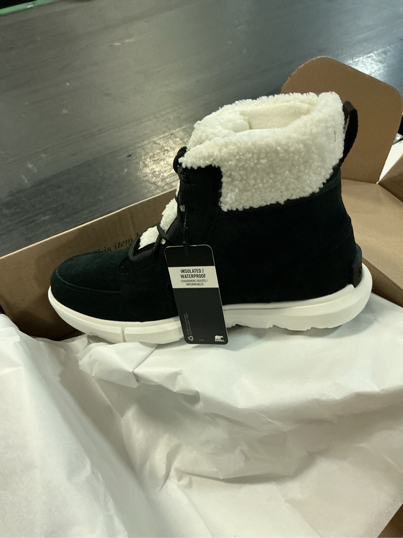 Condition photo showing New/Like New for sorel explorer™ ii carnival cozy 8.5 black/sea salt