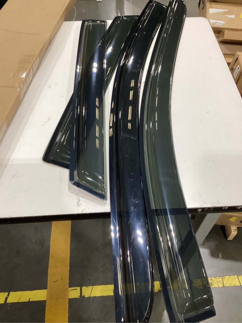 Condition photo showing As Is for premium smoke tinted window visor rain guard deflector w/clips & chrome trim compatible with for 2013-2015 nissan altima 4 door sedan