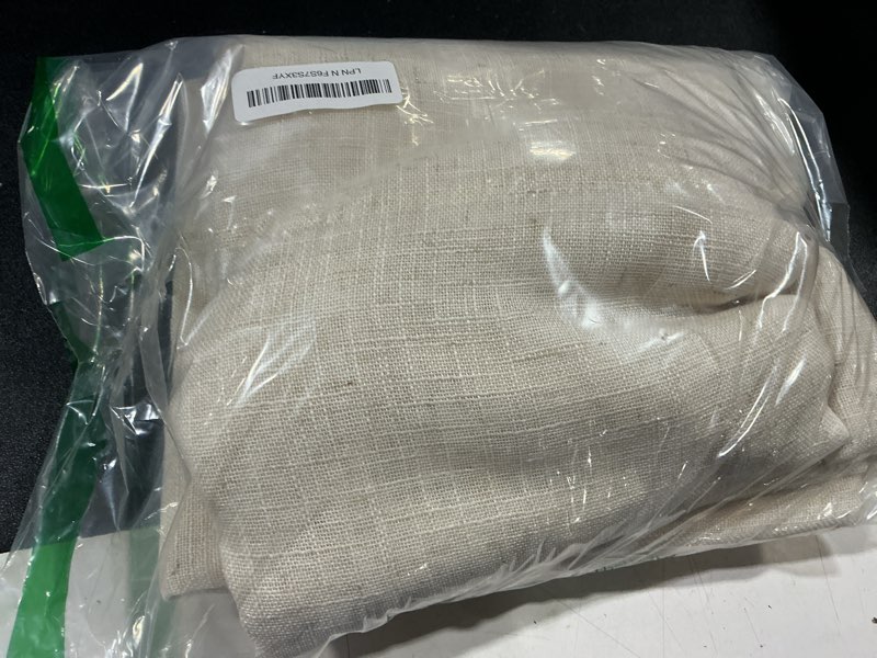 Condition photo showing Good Condition for lamit natural ivory semi sheer linen curtains 84 inch long, cream white light filtering living room panels back tab and rod pocket neutral drapes for bedroom/farmhouse, 2 panels, 52 x 84 inch 52"w x 84"l (pack of 2) natural