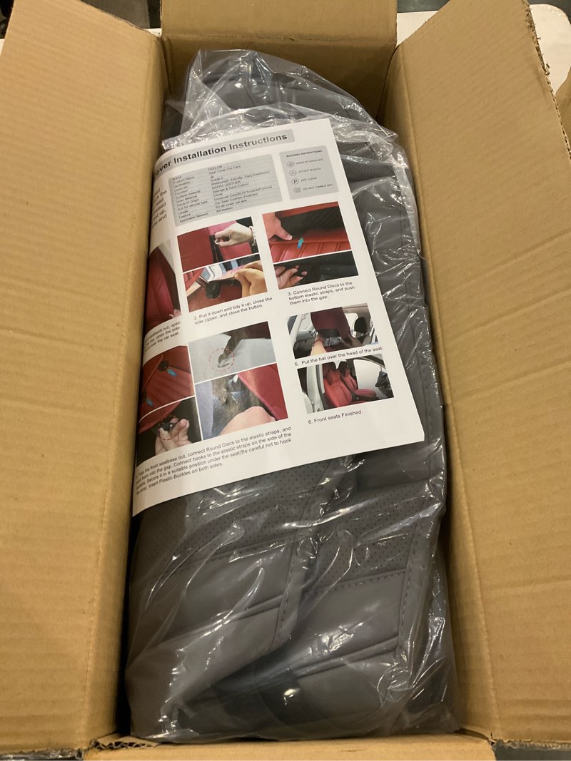 ASLONG 2 Pieces ZC Car Seat Covers Front Bottom Seat Cushion Covers, Waterproof Nappa Leather, Anti-