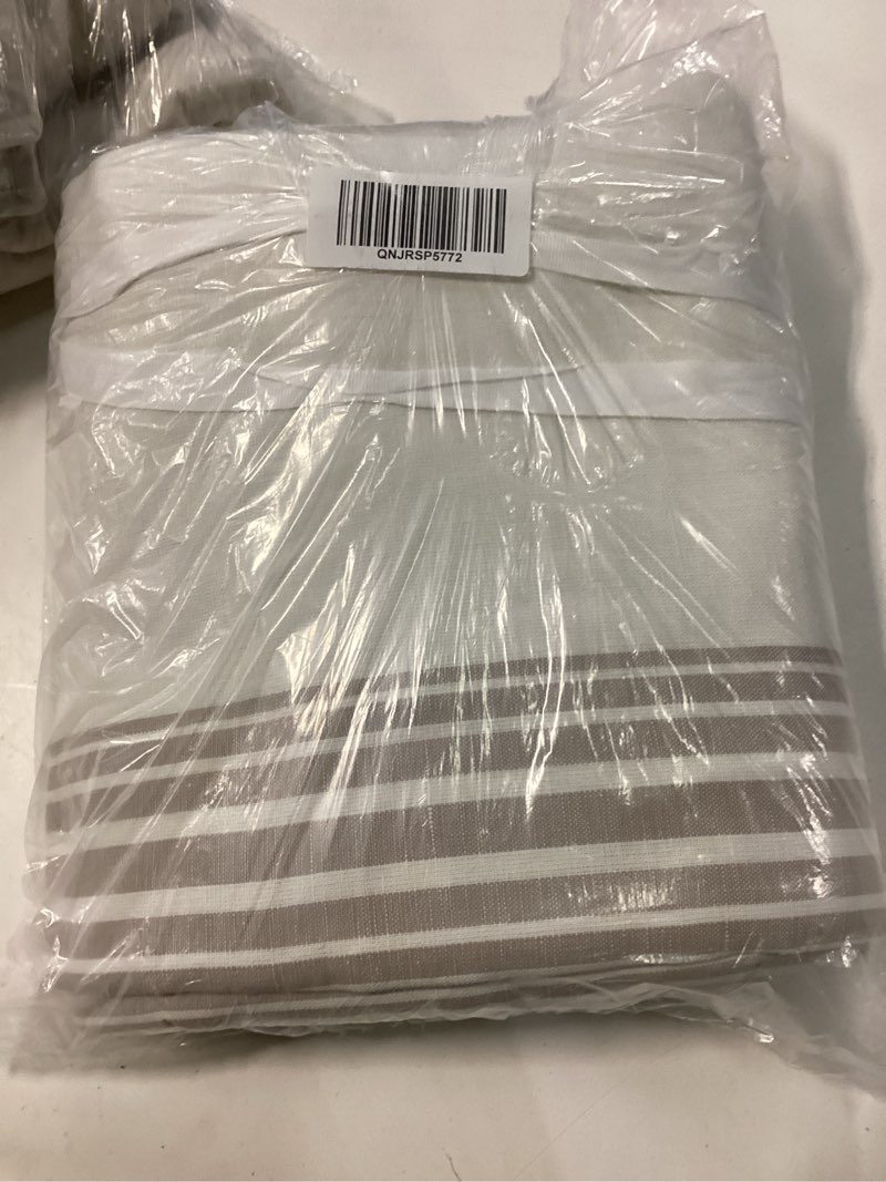Condition photo showing New/Like New for coastal stripe linen cotton room darkening curtain - single panel, 48x108, ivory/natural