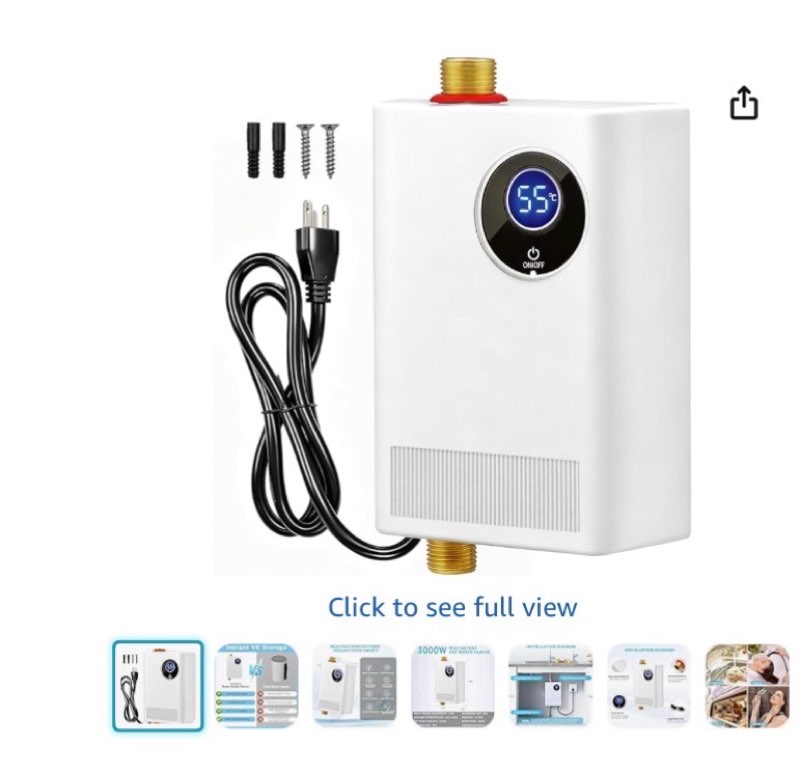 tankless water heater electric 110v, 3000w instant portable on-demand hot water for sink, rv kitchen