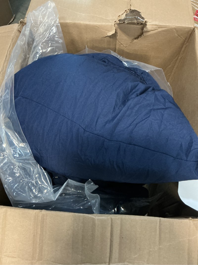 Condition photo showing Good Condition for yalikop set of 4 porch swing cushions with pillows | 60" x 20" & 19.7" x 19.7" | 3.15" thick waterproof outdoor bench cushion with ties 3 seater swing pads for patio backyard garden(navy blue)