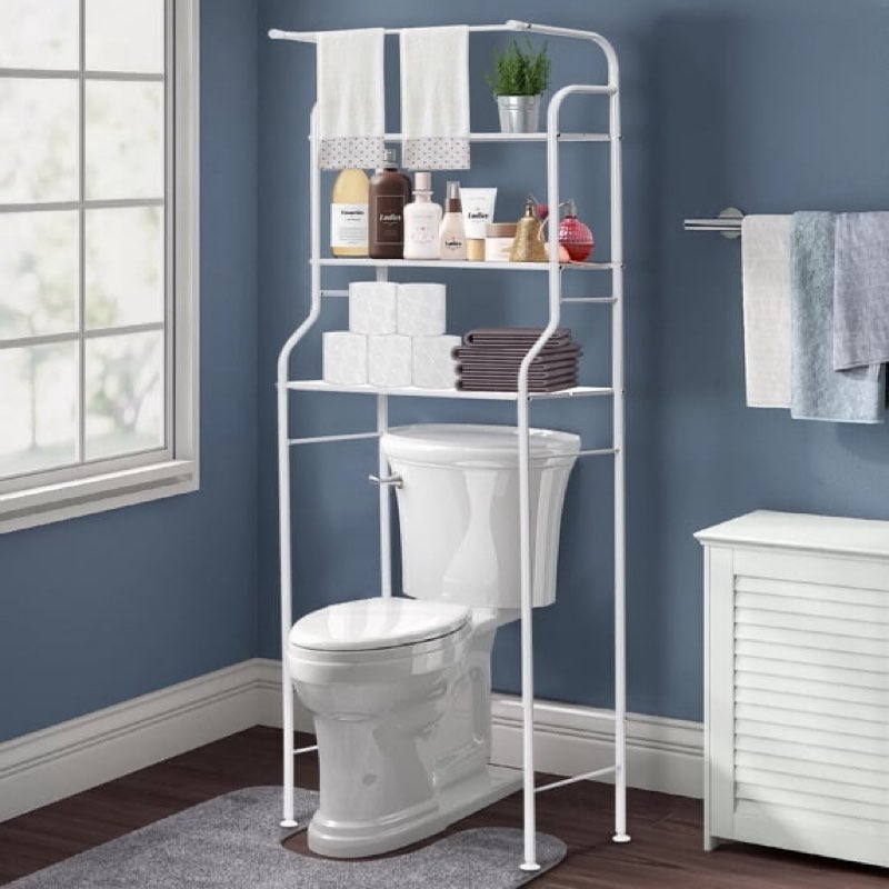 3-tier over the toilet storage, metal bathroom shelve, over toilet bathroom organizer, space saver bathrooms shelve for restroom laundry balcony, white 3-tier white