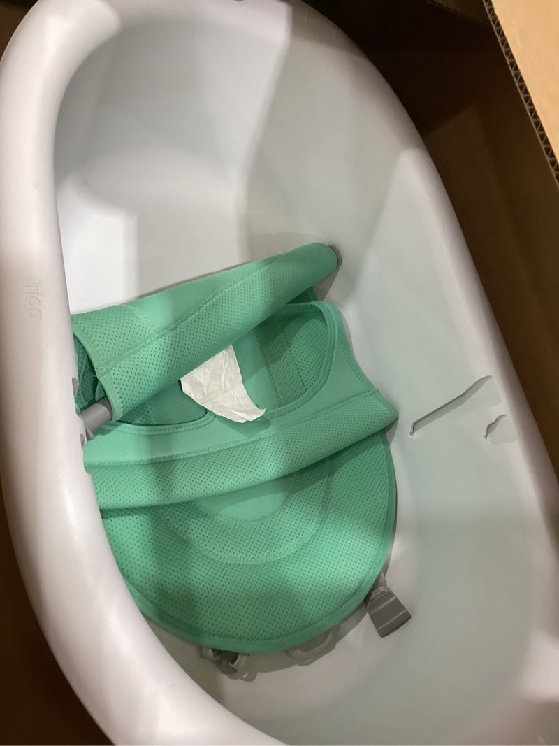 Condition photo showing As Is for Frida Baby 4-in-1 Grow-with-Me Baby Bathtub, Baby Tub for Newborns to Toddler with Removable Bath Seat & Backrest for Bath Support in Tub