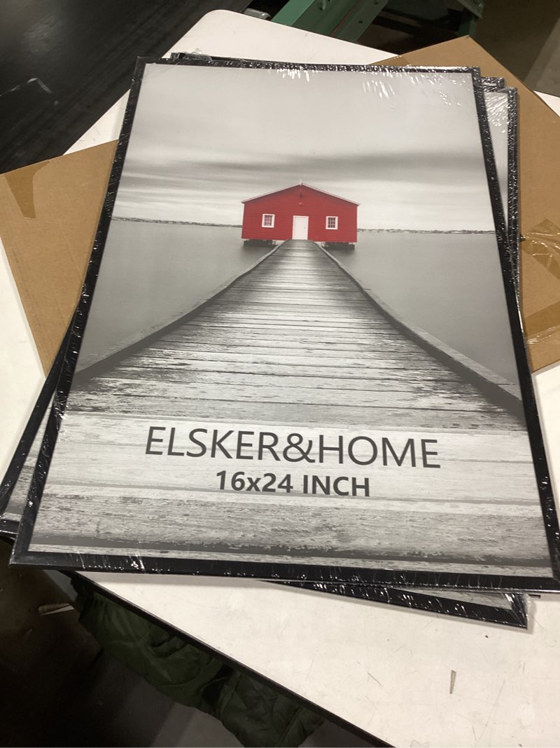Condition photo showing New/Like New for ELSKER&HOME 16x24 Poster Frame 3 Pack, Black Picture Frame for Horizontal or Vertical Wall Mounting, Sturdy and Scratch-proof Black 16 x 24