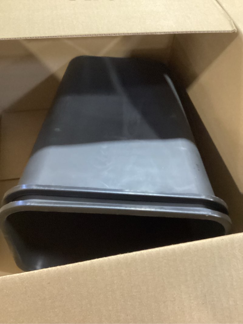 Condition photo showing As Is for AmazonCommercial 3 Gallon Rectangular Commercial Office Wastebasket, 2 Pack, Black 3 GALLON (Pack of 2) BLACK