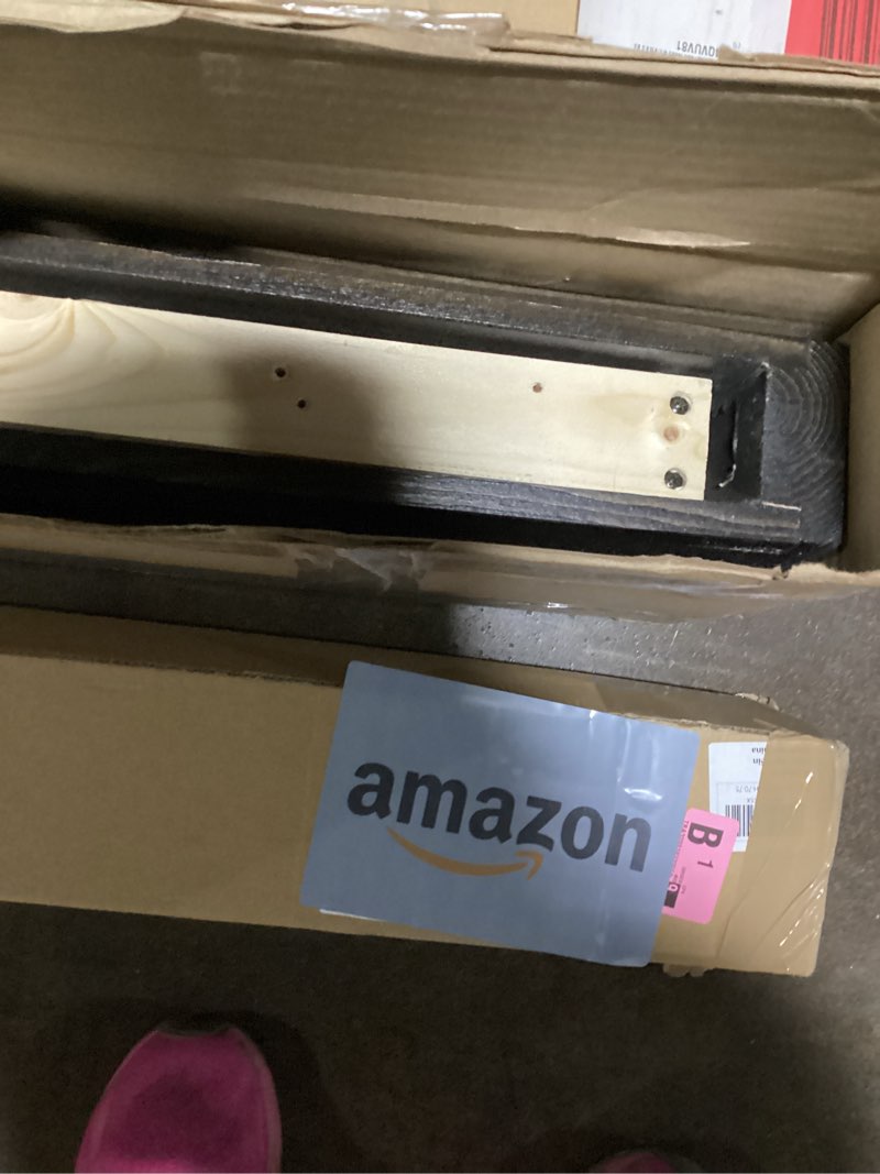 Condition photo showing Good Condition for 72x8x3 Fireplace Mantel - Handcrafted Hollow Rustic Solid Wood Wall Mounted Floating Shelf with Invisible Heavy Duty Wood Bracket (Weathered Black) Weathered Black 72x3x8-hollow