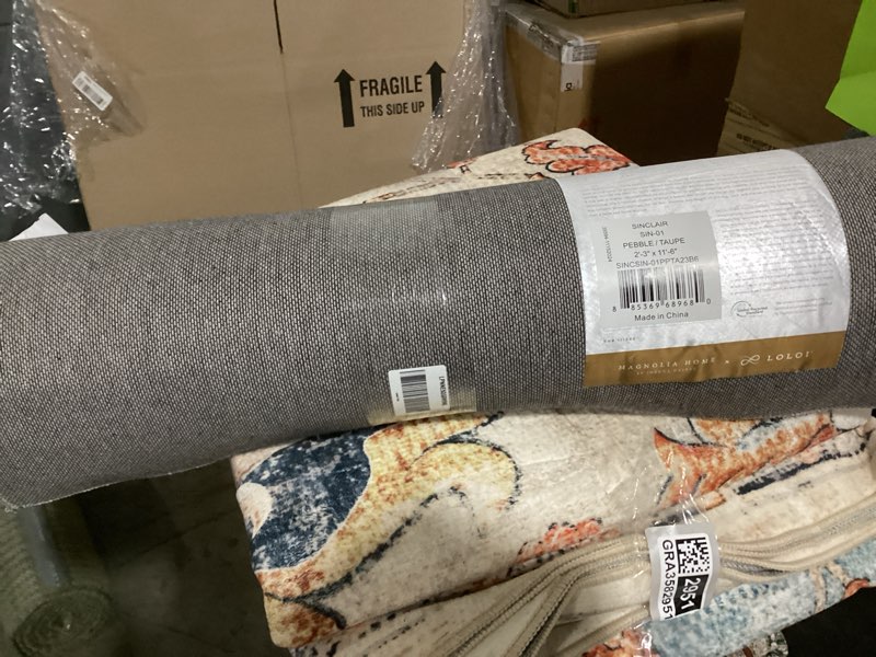 Condition photo showing Good Condition for loloi magnolia home by joanna gaines sinclair collection sin-01 pebble/taupe 2'-3" x 11'-6", .25" pile height, machine washable, runner rug pebble / taupe 2'3" x 11'6" (rectangular)