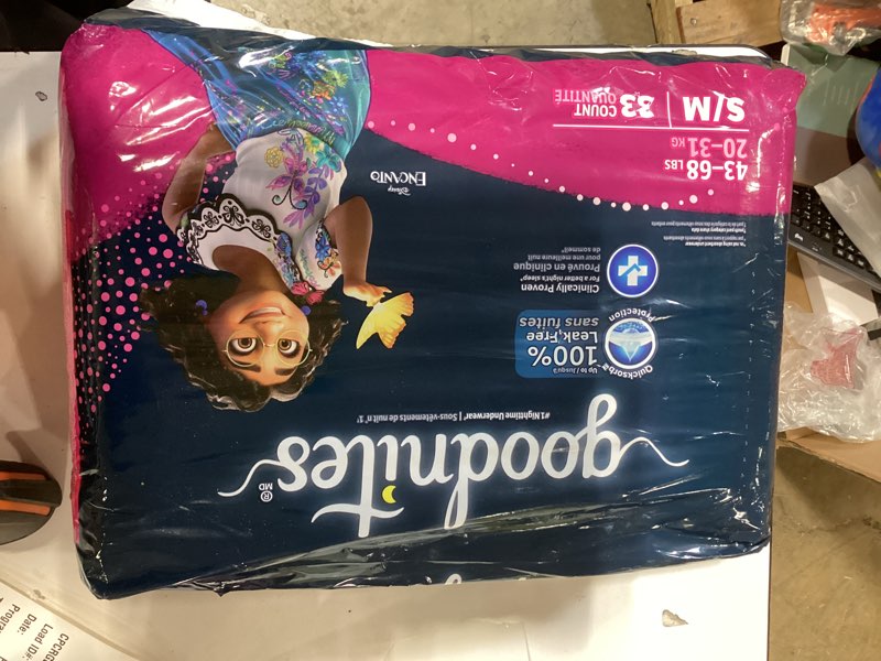 Condition photo showing New/Like New for similar product  Goodnites Girls' Nighttime Bedwetting Underwear, Size S/M (43-68 lbs), 44 Ct (2 Packs of 22), Packaging May Vary Small/Medium 44