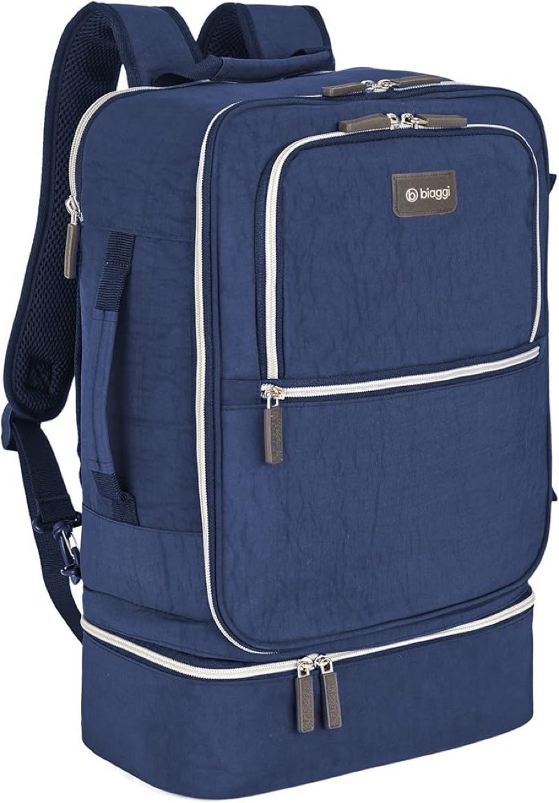 Biaggi Carry Cube Backpack: TSA Approved Travel Bag with Removable Packing Cube, Lightweight & Durable for Personal Item Use (Blue) 