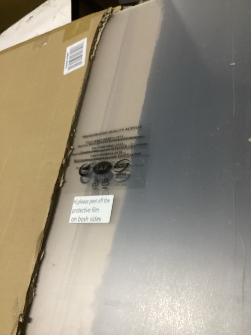 Condition photo showing As Is for 2 pack acrylic 24x48 plexiglass sheet 1/8 inch thick - clear transparent acrylic sheets 24 x 48 for laser cutting,signs,crafts,machine cover,shelves,display,tabletop,windows glass 2 pack 24x48inch 1/8 thick 2