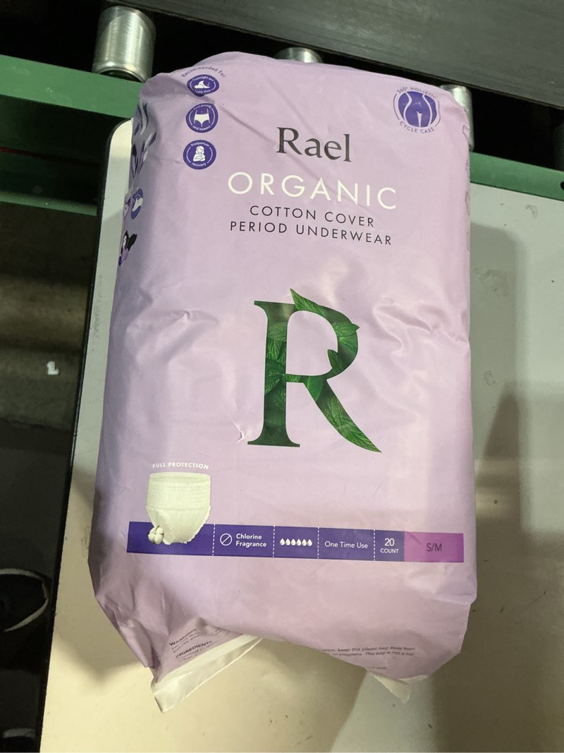 Condition photo showing Good Condition for rael disposable underwear for women, organic cotton cover - postpartum essentials, leak locker, unscented, maximum coverage (size s-m, 20 count) overnight panty style (s-m) 20 count (pack of 1)