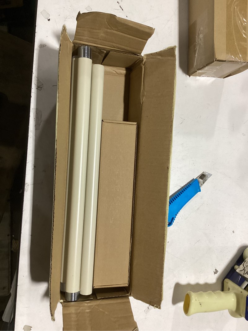 Condition photo showing Good Condition for single curtain rod for windows 48 to 84 inches(4-7ft): 1 inch diameter adjustable curtain rod, heavy duty curtain rod with netted texture finials, size:36-88(weathered white) 36-88" weathered white