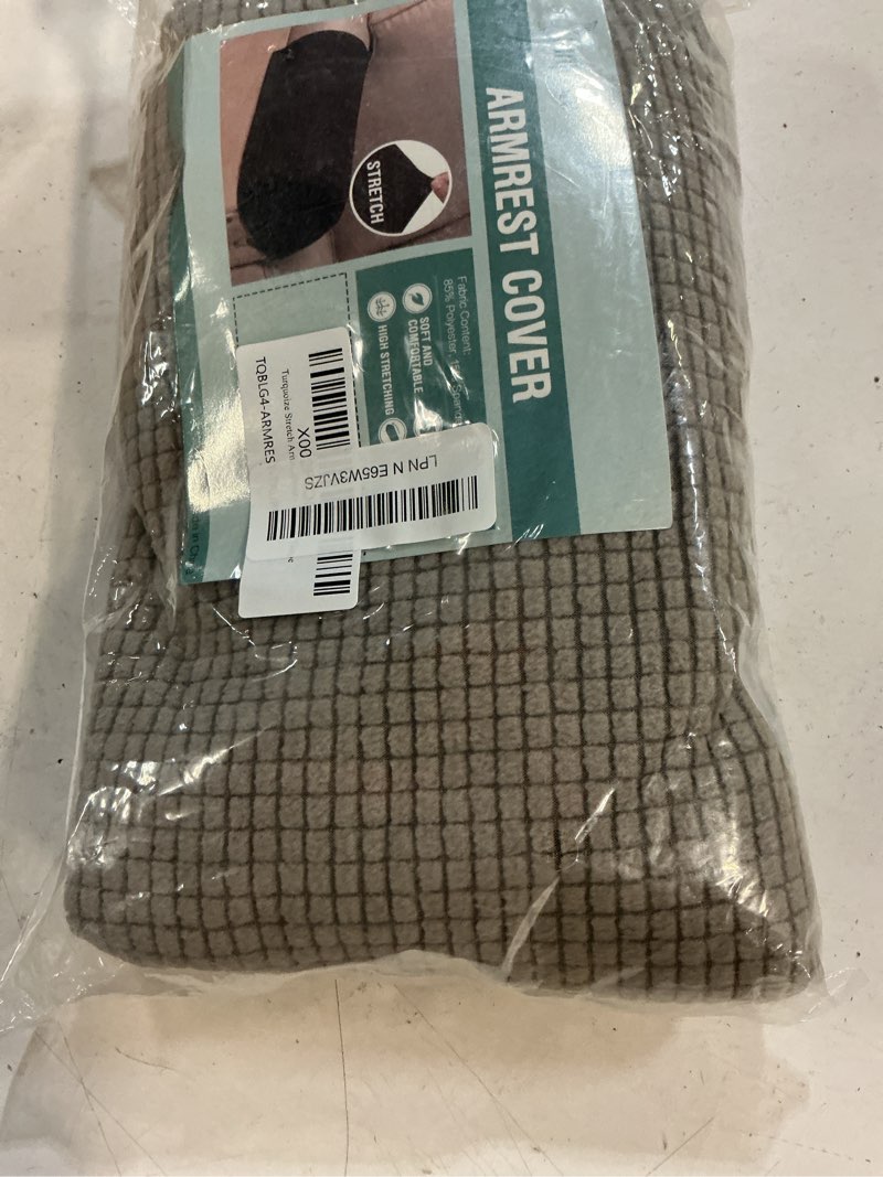 Condition photo showing New/Like New for turquoize stretch armrest covers for chairs and sofas couch arm covers for sofa spandex jacquard armrest cover anti-slip furniture protector washable armchair slipcovers for recliner set of 4, taupe taupe 4