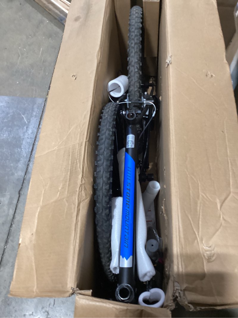 Condition photo showing As Is for huffy stone mountain bike for men and women, 20”/24”/26”, 6-speed (20”) or 21-speed, front or dual suspension (varies), multiple colors, adjustable saddle, shimano equipped, all-terrain tires matte black 26 inch