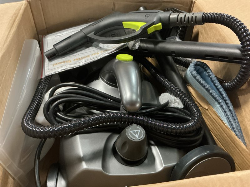 Condition photo showing Good Condition for Heavy-Duty Steam Cleaner - 1500W Multipurpose Handheld Floor Steamer with 22 Accessories 16ft Cord for Home, Car Detailing, Tile, Grout, Carpet, Wallpaper, Upholstery, Window, Deep Cleaning