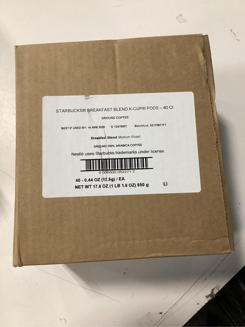 Condition photo showing New/Like New for Starbucks K-Cup Coffee Pods, Medium Roast Hot or Iced Coffee, Breakfast Blend, 40 Keurig Pods Breakfast 40 Count (Pack of 1)