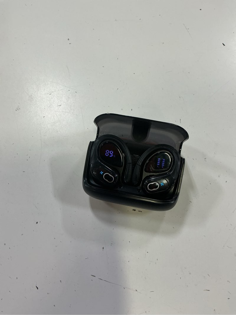 Condition photo showing Good Condition for wireless earbuds 75hrs bluetooth 5.4 headphone sport, 2026 bluetooth earbuds stereo deep bass over ear bud with earhooks, enc noise cancelling mic, ipx7 waterproof earphone for gym/running/workout black