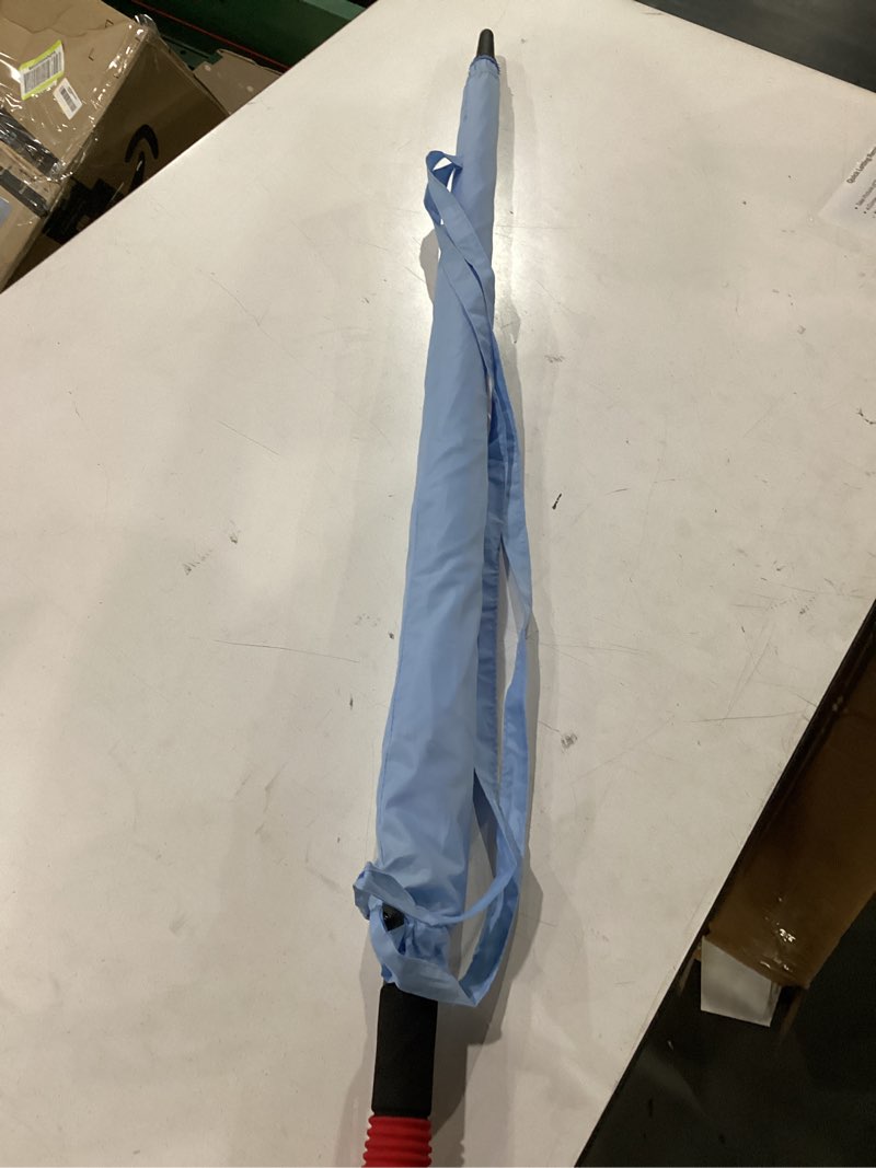 Condition photo showing Good Condition for the light blue lexon run ultra-light umbrella features a compact folding design with a sleek black handle and matching closure strap