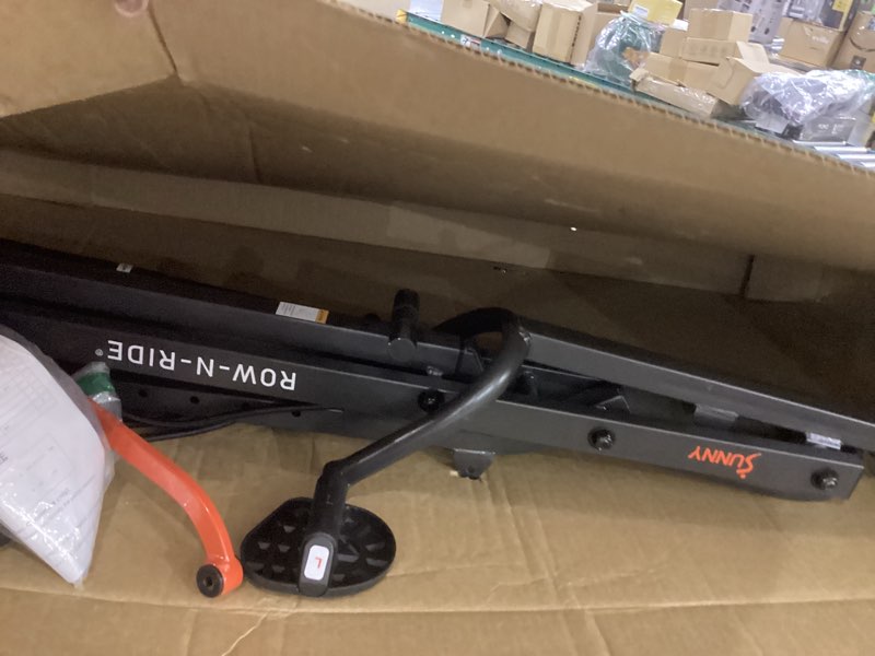 Condition photo showing As Is for Sunny Health & Fitness Smart Upright Row-N-Ride Trainer w/Adjustable Resistance & 330LB Weight Capacity, Foldable Home Exercise Equipment for Arm, Glute & Leg Training, Free SunnyFit App Connection Black