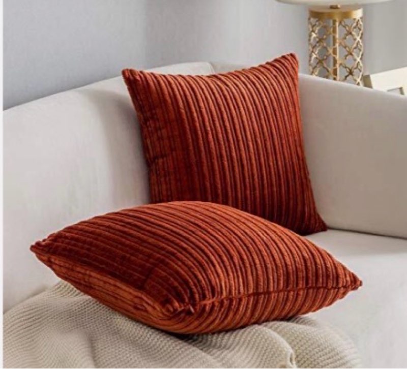 kevin textile set of 2 fall pillow covers solid 18 x 18-inch burnt brick
