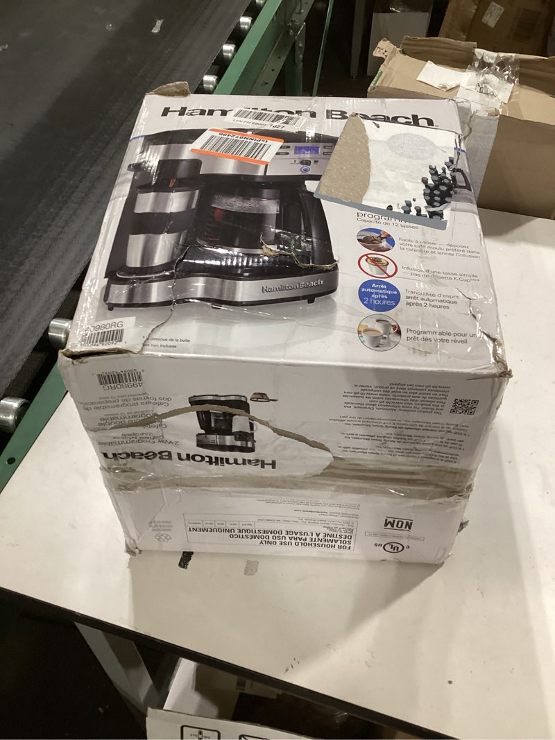 Hamilton Beach 2-Way Programmable Coffee Maker, 12 Cup Glass Carafe And Single Serve Coffee Maker, B